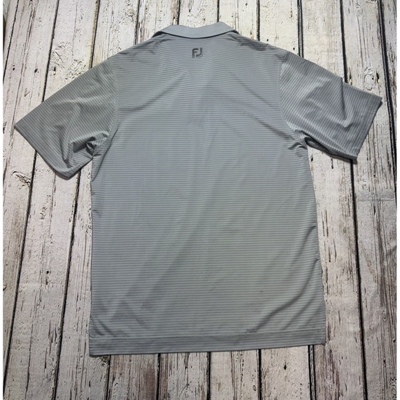 FootJoy Polo Shirt Men's Size M Gray Striped Short Sloove Chest Logo Stretch - Picture 9 of 11